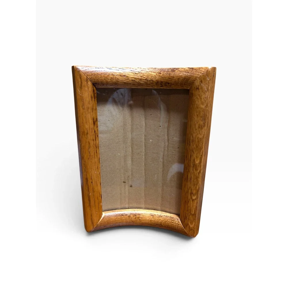 Vintage Curved Oak Wood Picture Frame 4x6 Rustic Cottagecore Minimalist Decor